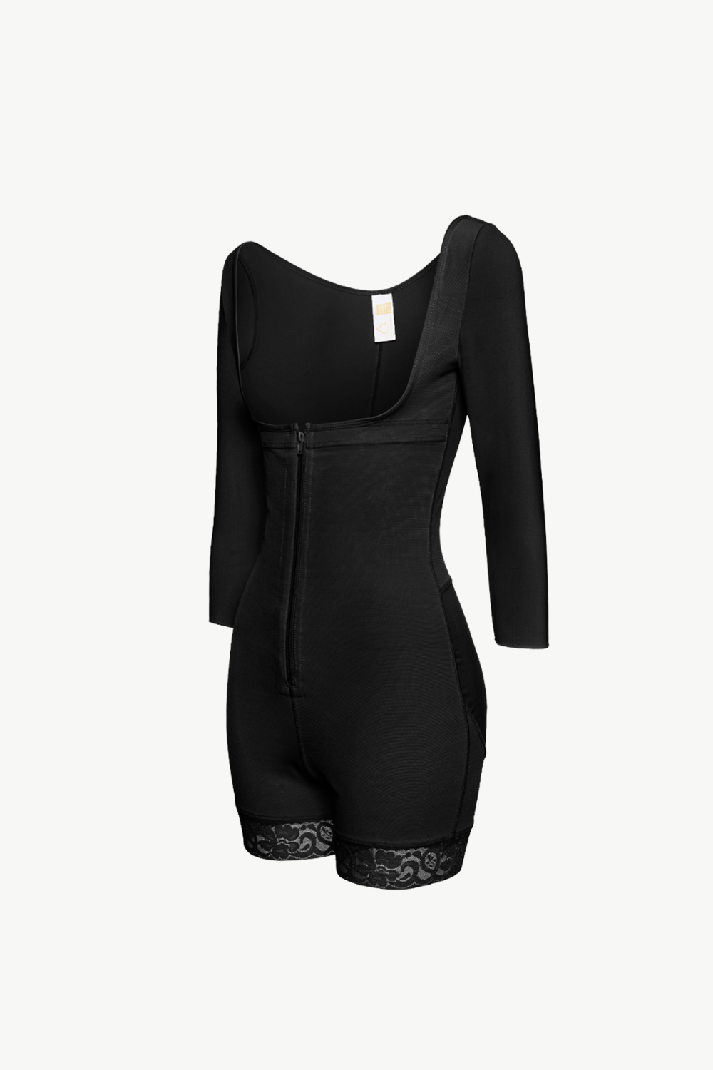 Full Size Zip Up Lace Detail Long Sleeve Shapewear