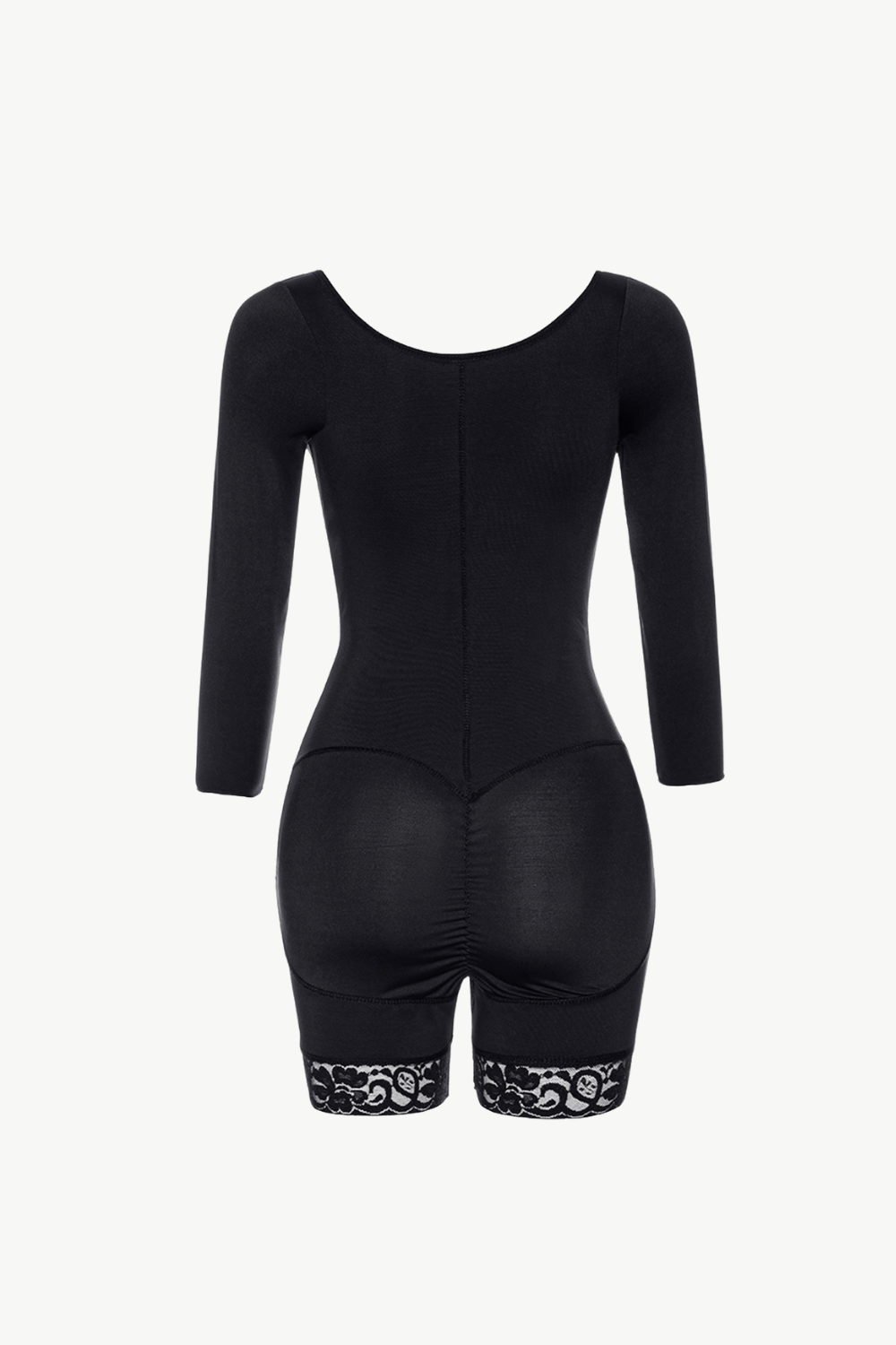 Full Size Zip Up Lace Detail Long Sleeve Shapewear