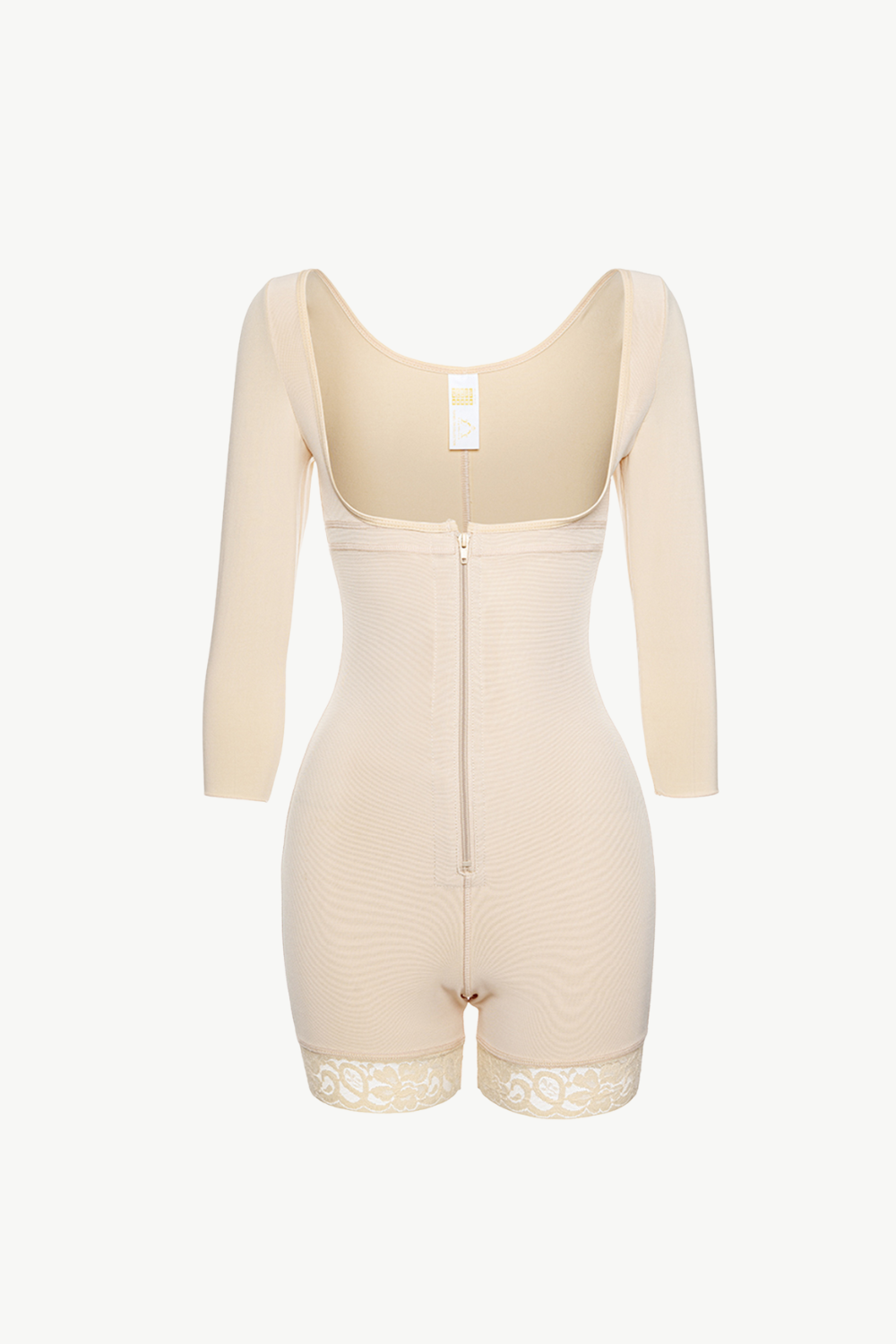 Full Size Zip Up Lace Detail Long Sleeve Shapewear