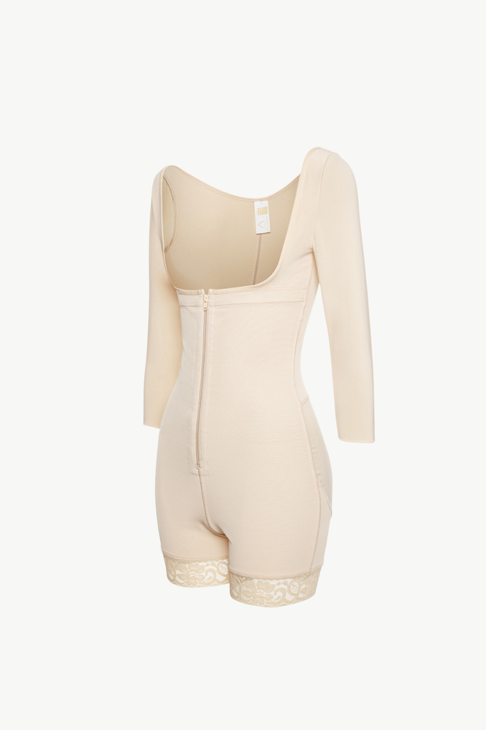 Full Size Zip Up Lace Detail Long Sleeve Shapewear