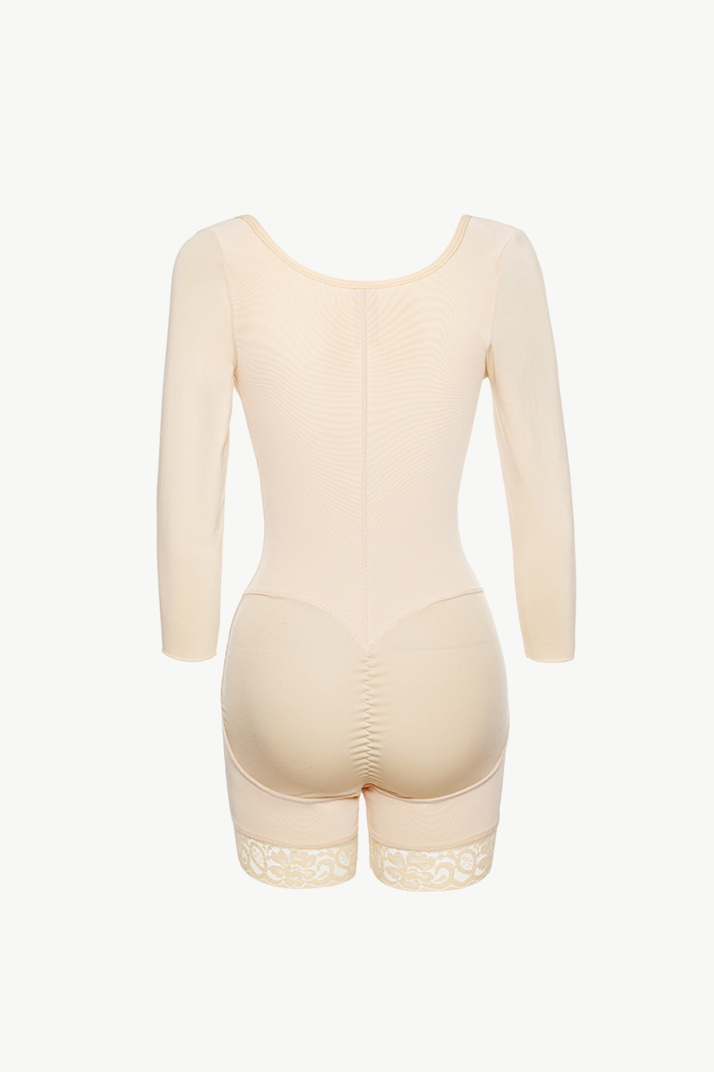 Full Size Zip Up Lace Detail Long Sleeve Shapewear